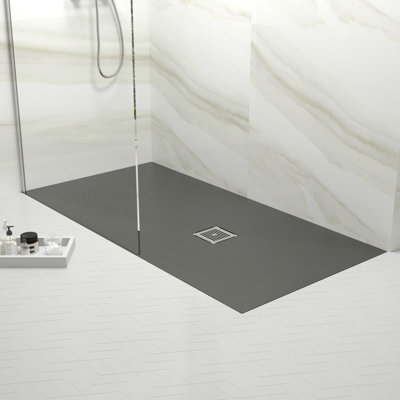 1600mm x 800mm Premium Slimline Rectangular Shower Tray - Slate Black