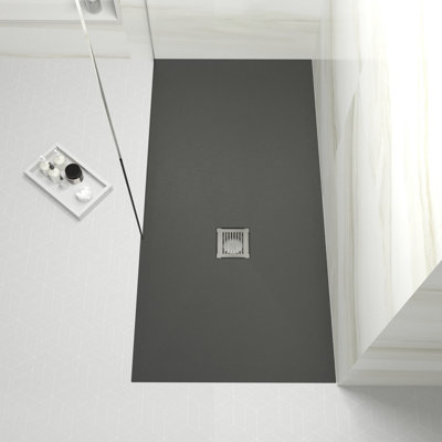 1600mm x 800mm Premium Slimline Rectangular Shower Tray - Slate Black - 3