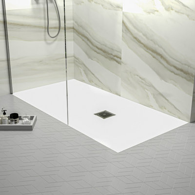 1600mm x 800mm Premium Slimline Rectangular Shower Tray - Slate White