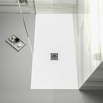1600mm x 800mm Premium Slimline Rectangular Shower Tray - Slate White - 4
