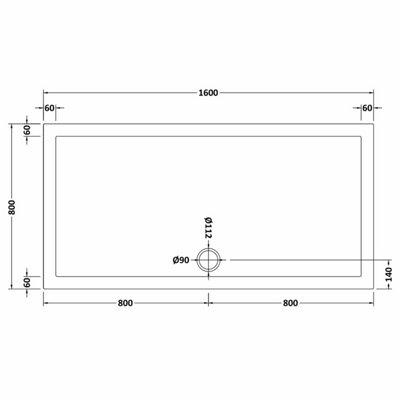 1600mm x 800mm Premium Slip Resistant Rectangular Shower Tray - White