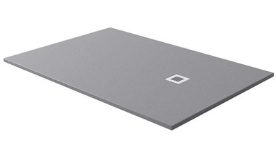 1600mm x 800mm Rectangle Slate Effect Grey Shower Tray Wet Room Grated Waste