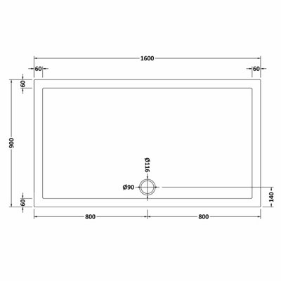 1600mm x 900mm Premium Slip Resistant Rectangular Shower Tray - White