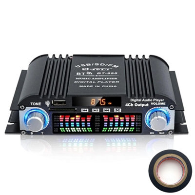 1600W Digital Power Amplifier Bluetooth Stereo HiFi Audio 4CH USB SD FM ...