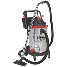 1600W Industrial Wet & Dry Vacuum Cleaner - 60L Stainless Steel Drum - 230V