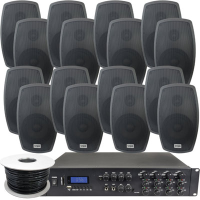 1600W LOUD Outdoor Bluetooth System 16x 140W Black Speaker Weatherproof Music Player
