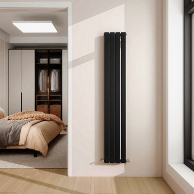 1600x272mm Vertical Single Flat Panel Designer Radiator Black