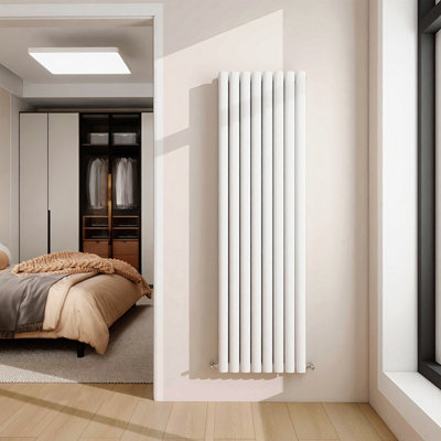 1600x472mm Vertical Double Oval Column Designer Radiator White
