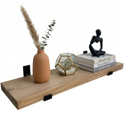 160cm British Oak Rustic Wooden Wall Shelf, Top Notch Home & Living ...