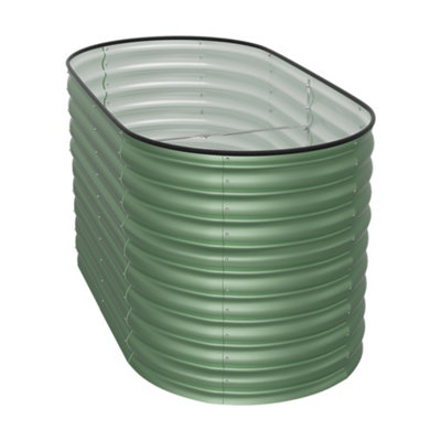 160cm W x 80cm D Light Green Oval-Shaped Galvanized Steel Raised Garden Bed Outdoor Use Only - 3