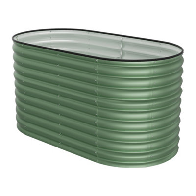 160cm W x 80cm D Light Green Oval-Shaped Galvanized Steel Raised Garden Bed Outdoor Use Only - 4