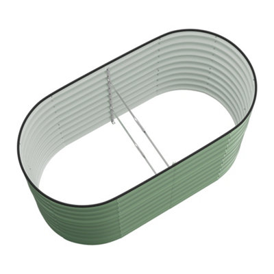160cm W x 80cm D Light Green Oval-Shaped Galvanized Steel Raised Garden Bed Outdoor Use Only - 5