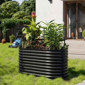 160cm W x 80cm D Oval-Shaped Galvanized Steel Raised Garden Bed Outdoor Use Only