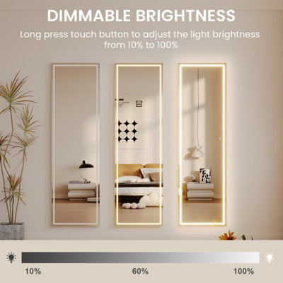 160CM x 40CM LED Full Body Mirror, Free Standing or Wall Mounted ...