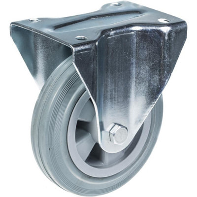 160mm 6" castor grey rubber tyre fixed strong 135kg capacity