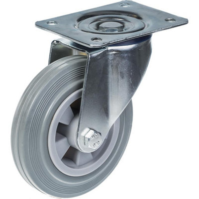 160mm 6" castor grey rubber tyre swivel strong 135kg capacity