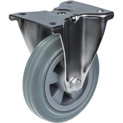 160mm 6" stainless steel castor grey rubber, fixed, 135kg