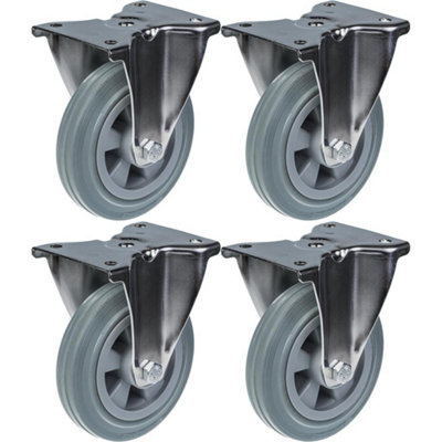160mm 6" stainless steel castor grey rubber, fixed, 540kg, set of 4