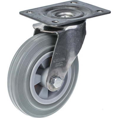160mm 6" stainless steel castor grey rubber, swivel, 135kg