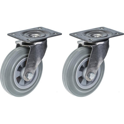 160mm 6" stainless steel castor grey rubber, swivel, 270kg, set of 2