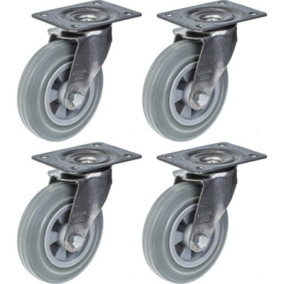 160mm 6" stainless steel castor grey rubber, swivel, 540kg, set of 4
