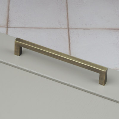160mm Antique Brass Cabinet Handle Square Gold Kitchen Cupboard Door Drawer Pull Bathroom Bedroom Wardrobe Furniture Replacement