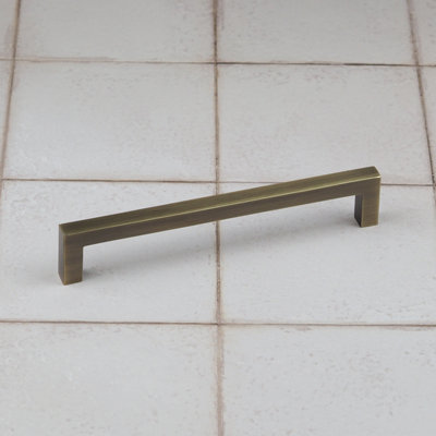 160mm Antique Brass Cabinet Handle Square Gold Kitchen Cupboard Door Drawer Pull Bathroom Bedroom Wardrobe Furniture Replacement