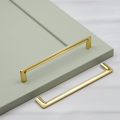160mm Brushed Brass Cabinet Handle Dark Gold Ribbed D Handle