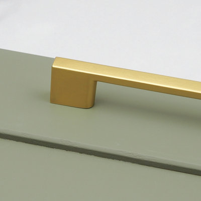 160mm Brushed Brass Cabinet Handle Gold Square Kitchen Cupboard Bar Pull Drawer Door Wardrobe
