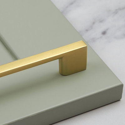 160mm Brushed Brass Cabinet Handle Gold Square Kitchen Cupboard Bar Pull Drawer Door Wardrobe