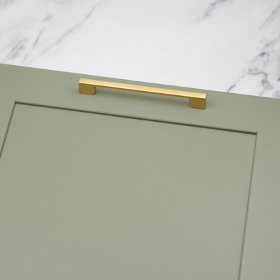 160mm Brushed Brass Cabinet Handle Gold Square Kitchen Cupboard Bar Pull Drawer Door Wardrobe