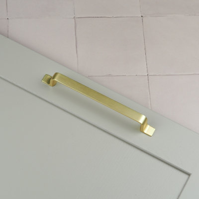 160mm Brushed Brass Cabinet Handle Gold Strap Cupboard Door Drawer Pull Kitchen Wardrobe Furniture Replacement