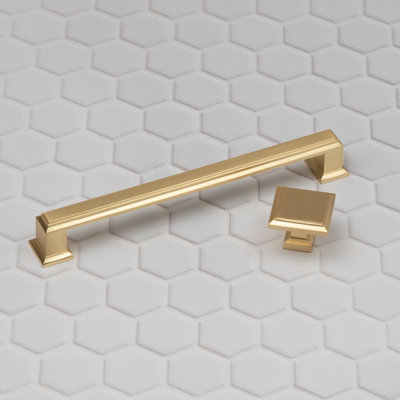 160mm Brushed Brass Square Cabinet Handle