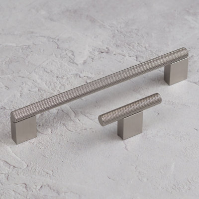 160mm Brushed Nickel Knurled Cabinet Handle Textured Grey Boss Cupboard Door Drawer Pull Wardrobe Furniture Replacement