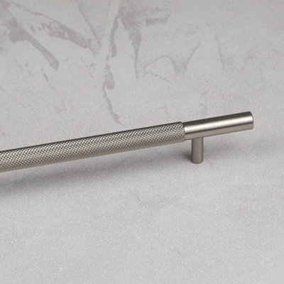 160mm Brushed Nickel Knurled Cabinet Handle Textured Grey Cupboard Door ...