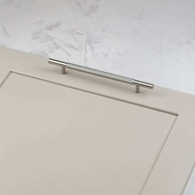 160mm Brushed Nickel Knurled Cabinet Handle Textured Grey Cupboard Door ...