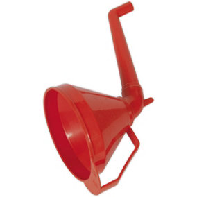 160mm Funnel with Fixed Offset Spout & Filter - Integrated Handle - Polyethylene