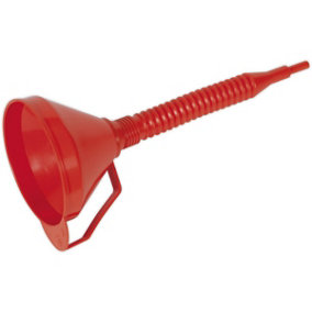160mm Funnel with Flexible Spout & Filter - Integrated Handle - Polyethylene