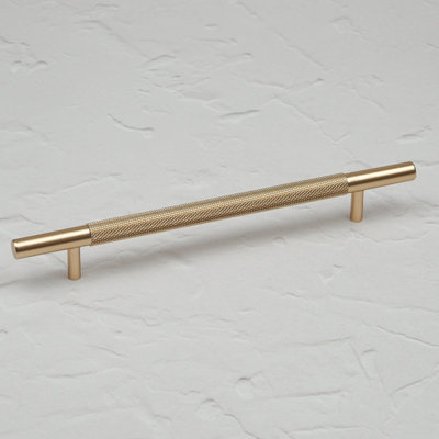 160mm Gold Brass Knurled Cabinet Handle Textured Cupboard Door Drawer T-Bar Pull Wardrobe Furniture Replacement Upcycle
