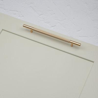 160mm Gold Brass Knurled Cabinet Handle Textured Cupboard Door Drawer T-Bar Pull Wardrobe Furniture Replacement Upcycle