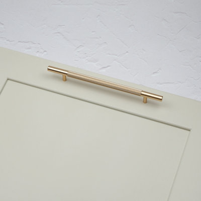 160mm Gold Brass Knurled Cabinet Handle Textured Cupboard Door Drawer T-Bar Pull Wardrobe Furniture Replacement Upcycle