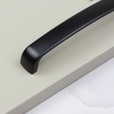 160mm Matt Black Cabinet Handle Curved Cupboard Door Drawer Pull Wardrobe Furniture Replacement Upcycle Dark Hardware