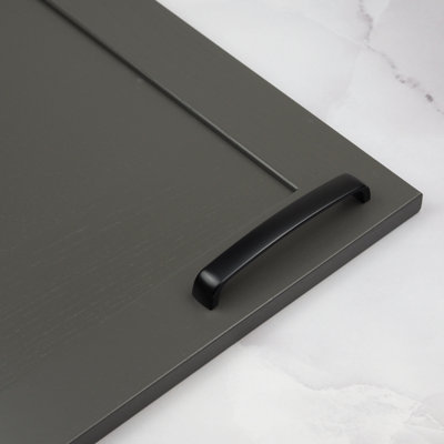 160mm Matt Black Cabinet Handle Curved Cupboard Door Drawer Pull Wardrobe Furniture Replacement Upcycle Dark Hardware
