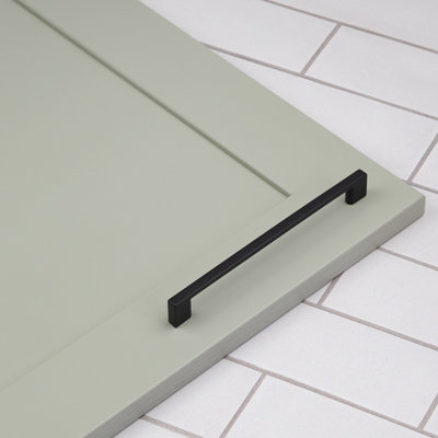 160mm Matt Black Cabinet Handle Slim Square Kitchen Cupboard Door Drawer Pull Bathroom Bedroom Furniture