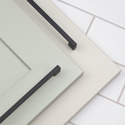 160mm Matt Black Cabinet Handle Slim Square Kitchen Cupboard Door Drawer Pull Bathroom Bedroom Furniture