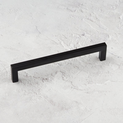 160mm Matt Black Cabinet Handle Square Cupboard Door Drawer Pull Wardrobe Furniture Replacement Upcycle