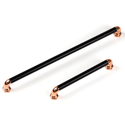 160mm Matt Black & Copper Cabinet Handle Cupboard Door Drawer Pull Rose Gold Bar Wardrobe Furniture Replacement Upcycle