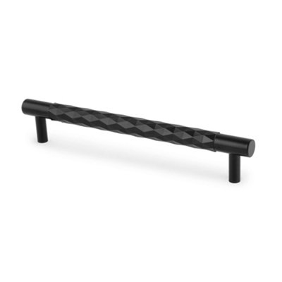 160mm Matt Black Diamond Cut Cabinet Handle Dark Kitchen Cupboard Door Drawer Pull Textured Bedroom Furniture Replacement