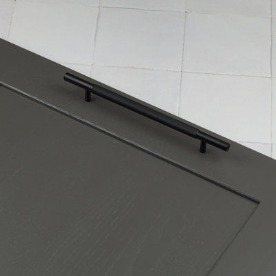 160mm Matt Black Knurled Cabinet Handle Textured Dark Cupboard Door Drawer T-Bar Pull Wardrobe Furniture Replacement Upcycle