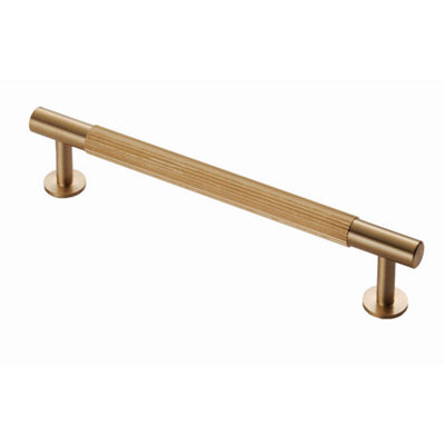 160mm Satin Brass Reeded Handle